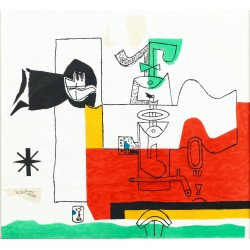 Le Corbusier (1887-1965). 'Totem', litografi Le Corbusier (1887-1965). 'Totem', litografi