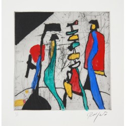 Robert Jacobsen. (1912-1993) Håndmalet litografi, kun udført 1stk.