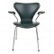Arne Jacobsen Seven armchair, 3207, newly upholstered with dark green classic leather