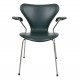 Arne Jacobsen Seven armchair, 3207, newly upholstered with dark green classic leather