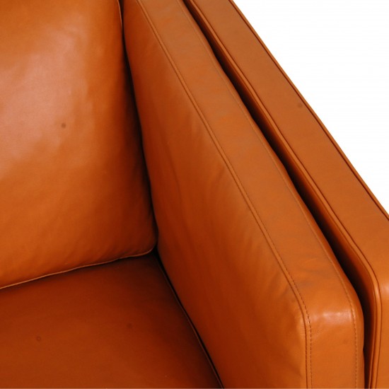 Børge Mogensen 2335 2. seater sofa reupholstered in cognac aniline leather