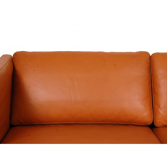 Børge Mogensen 2335 2. seater sofa reupholstered in cognac aniline leather