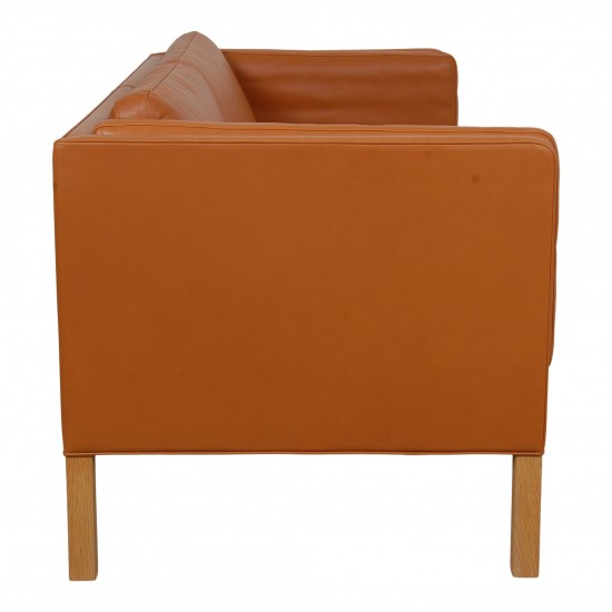 Børge Mogensen 2335 2. seater sofa reupholstered in cognac aniline leather