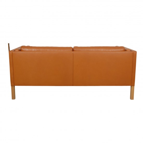 Børge Mogensen 2335 2. seater sofa reupholstered in cognac aniline leather