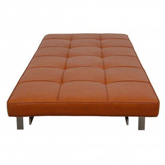 Poul Kjærholm PK-80 Daybed reupholstered in walnut aniline leather