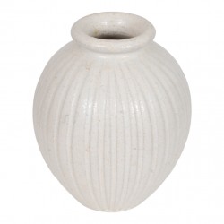 Arne Bang: Vase af stentøj modelleret med riller nr 125, H: 13 Arne Bang: Vase af stentøj modelleret med riller nr 125, H: 13