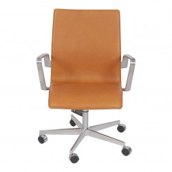 Arne Jacobsen oxford kontorstol i cognac anilin læder Arne Jacobsen oxford kontorstol i cognac anilin læder