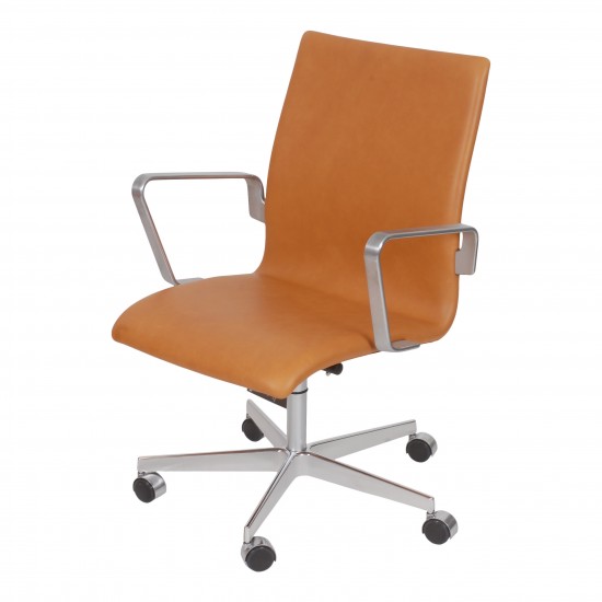 Arne Jacobsen oxford office chair with cognac aniline leather