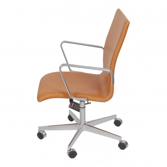 Arne Jacobsen oxford office chair with cognac aniline leather