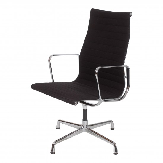 Charles Eames EA-108 chair with black hopsak fabric