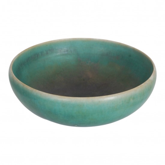 Eva Stæhr-Nielsen for Saxbo stoneware bowl with a green glaze