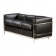 Le Corbusier Ny sofa, LC 2/3 i sort læder