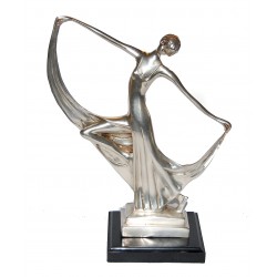 Forsølvet bronze statuette i form af poserende kvinde Forsølvet bronze statuette i form af poserende kvinde