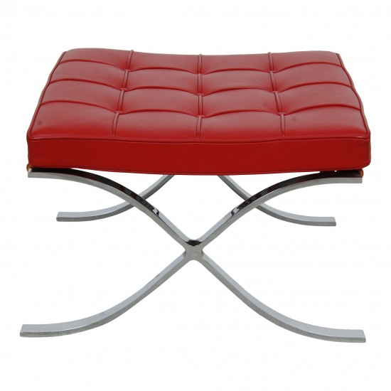 Ludwig Mies Van der Rohe Barcelona chair with ottoman red leather (2) 