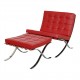 Ludwig Mies Van der Rohe Barcelona chair with ottoman red leather (2) 