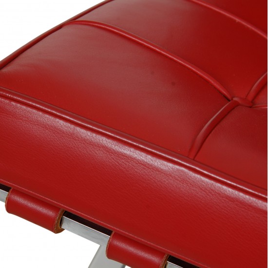 Ludwig Mies Van der Rohe Barcelona chair with ottoman red leather (2) 