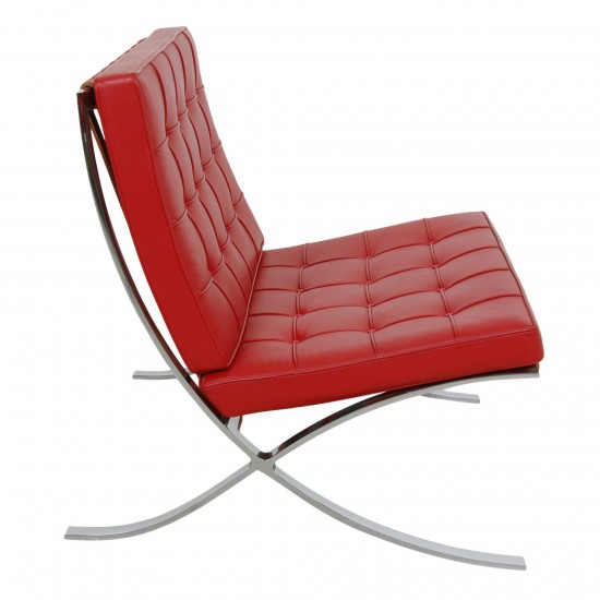Ludwig Mies Van der Rohe Barcelona stol med skammel i rødt læder (2) 