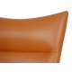 Hans Wegner Wingchair reupholstered i cognac anilin leather