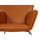 Hans Wegner Wingchair reupholstered i cognac anilin leather