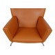 Hans Wegner Wingchair reupholstered i cognac anilin leather