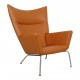 Hans Wegner Wingchair nybetrukket i cognac anilin læder