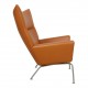 Hans Wegner Wingchair reupholstered i cognac anilin leather