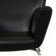 Hans Wegner Wingchair reupholstered i black classic leather