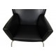 Hans Wegner Wingchair reupholstered i black classic leather