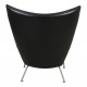 Hans Wegner Wingchair reupholstered i black classic leather