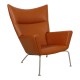 Hans Wegner Wingchair nybetrukket i Walnut anilin læder