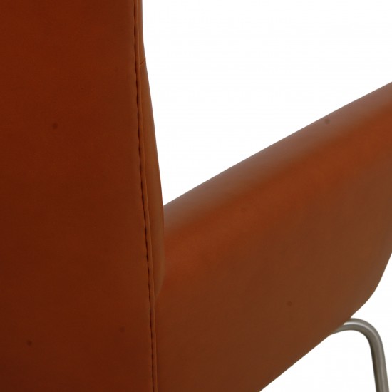 Hans Wegner Wingchair reupholstered i walnut anilin leather