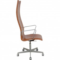 Arne Jacobsen Tall Oxford Office chair in patinated cognac leather