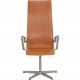 Arne Jacobsen Høj Oxford stol i cognac anilin læder