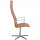 Arne Jacobsen Høj Oxford stol i cognac anilin læder