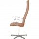 Arne Jacobsen Høj Oxford stol i cognac anilin læder