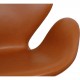 Arne Jacobsen Vintage Svane stol nybetrukket med Cognac Classic læder