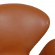 Arne Jacobsen Vintage Svane stol nybetrukket med Cognac Classic læder