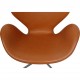 Arne Jacobsen Vintage Svane stol nybetrukket med Cognac Classic læder