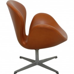 Arne Jacobsen Vintage Swan chair reupholstered in Cognac Classic leather