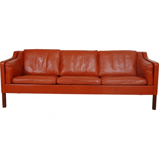 Børge Mogensen 3.personers 2213 sofa i patineret cognac læder