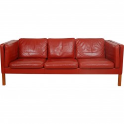Børge Mogensen 3-personers 2333 sofa i rødt læder