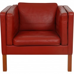 Børge Mogensen 2334 Loungestol i rødt læder