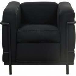  Le Corbusier LC2 lounge chair in black fabric
