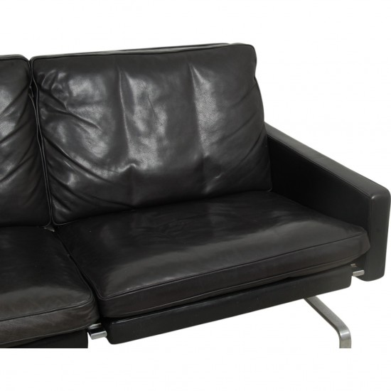 Poul Kjærholm 3.personers PK31 sofa i sort læder