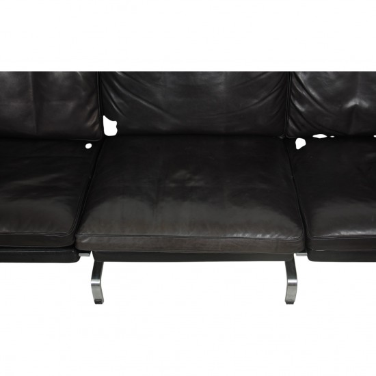 Poul Kjærholm 3.personers PK31 sofa i sort læder