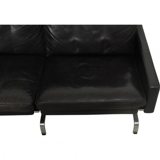 Poul Kjærholm 3.personers PK31 sofa i sort læder