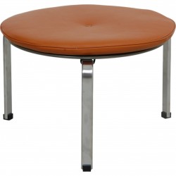 Poul Kjærholm PK33 skammel nybetrukket med cognac bizon læder