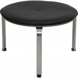 Poul Kjærholm PK33 skammel nybetrukket med sort bizon læder