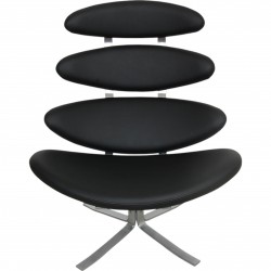 Erik Jørgensen Corona chair reupholstered in black bizon leather