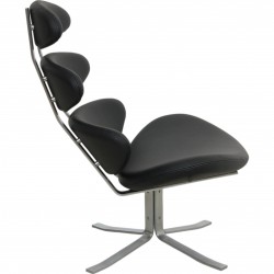 Erik Jørgensen Corona chair reupholstered in black bizon leather